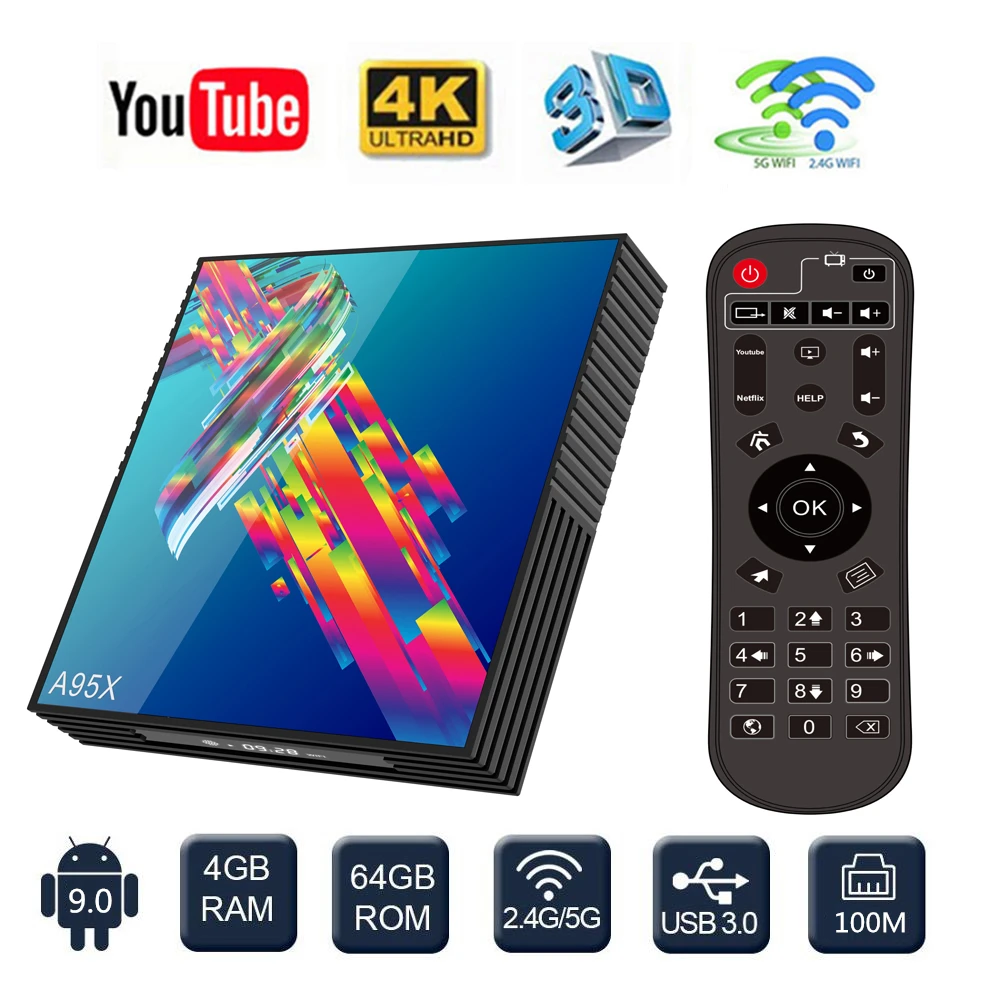 

New A95X R3 Smart TV Box Android 9.0 4GB RAM 64GB ROM RK3318 2.4G+5G Dual Band Wifi 4K HD Media Player Home Theatre Set Top Box