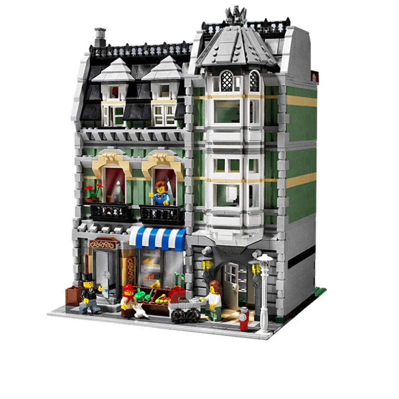 

2462Pcs City Street Green Grocer Model Building Blocks Bricks Educational Toys for Children Compatible Legoings 15008 10185