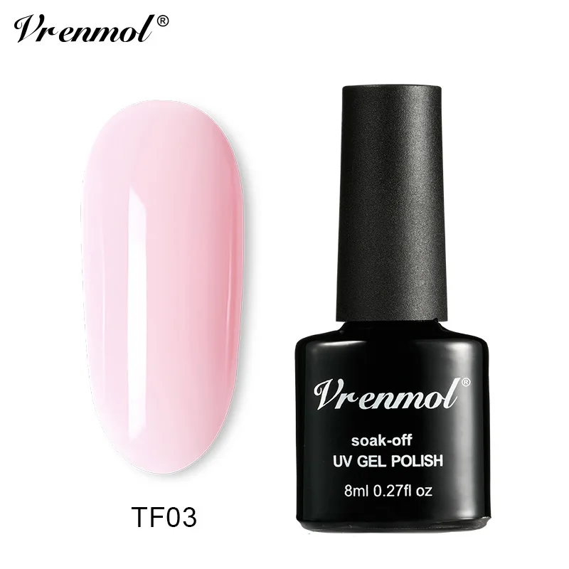 Vrenmol прозрачный розовый Цвет телесный серия Полупостоянный лак для ногтей гель УФ лак для ногтей длительный УФ Гель-лак для ногтей - Цвет: TF03
