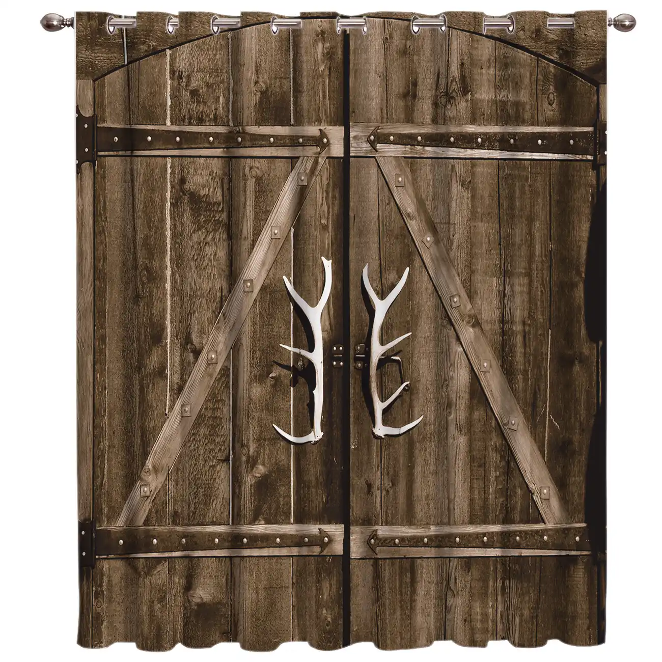 Antlers Wooden Rustic Doors Window Treatments Curtains Valance Window Treatments Curtains Valance