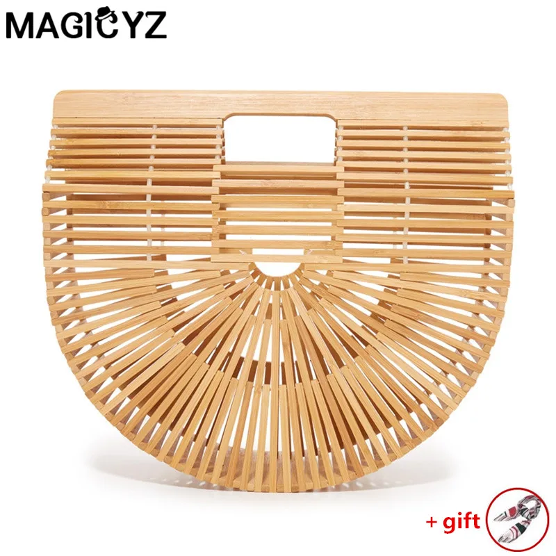 Straw bags for women 2018 Ladies Hand bags female causal totes hollow beach bags Half moon bamboo Women's handbags Clutch Bag lovevook women handbags bamboo top handle summer hollow beach bag female casual tote bags ladies half moon handbag natural 2018
