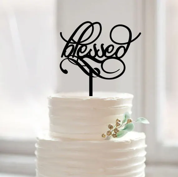 Script Blessed Wedding Cake Topper Traditional Toppers Script Blessed Wedding Cake Topper Traditional Toppers Anniversary Unique Acrylic Birthday Party
