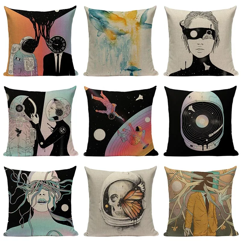 Креативная человеческая художественная набивная наволочка, подушка с абстрактным изображением, декоративная наволочка для дивана, стула, Подушка для домашнего декора