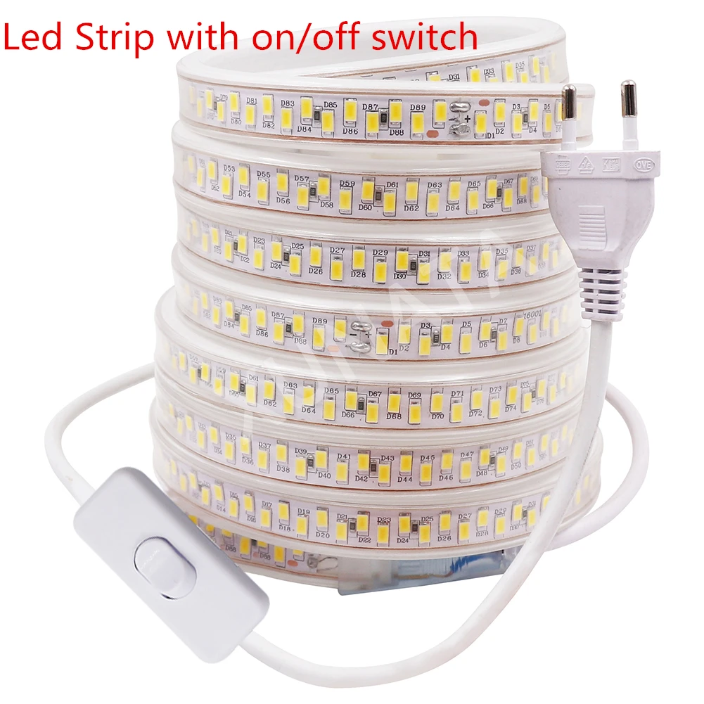 SMD 5730 AC220V Светодиодная лента гибкий светильник 180 светодиодов/м