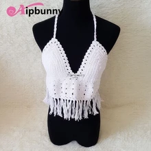 Вязаные Купальники кисточкой maillot de bain femme тонкий купальник бикини Холтер костюм крючком Для женщин топы