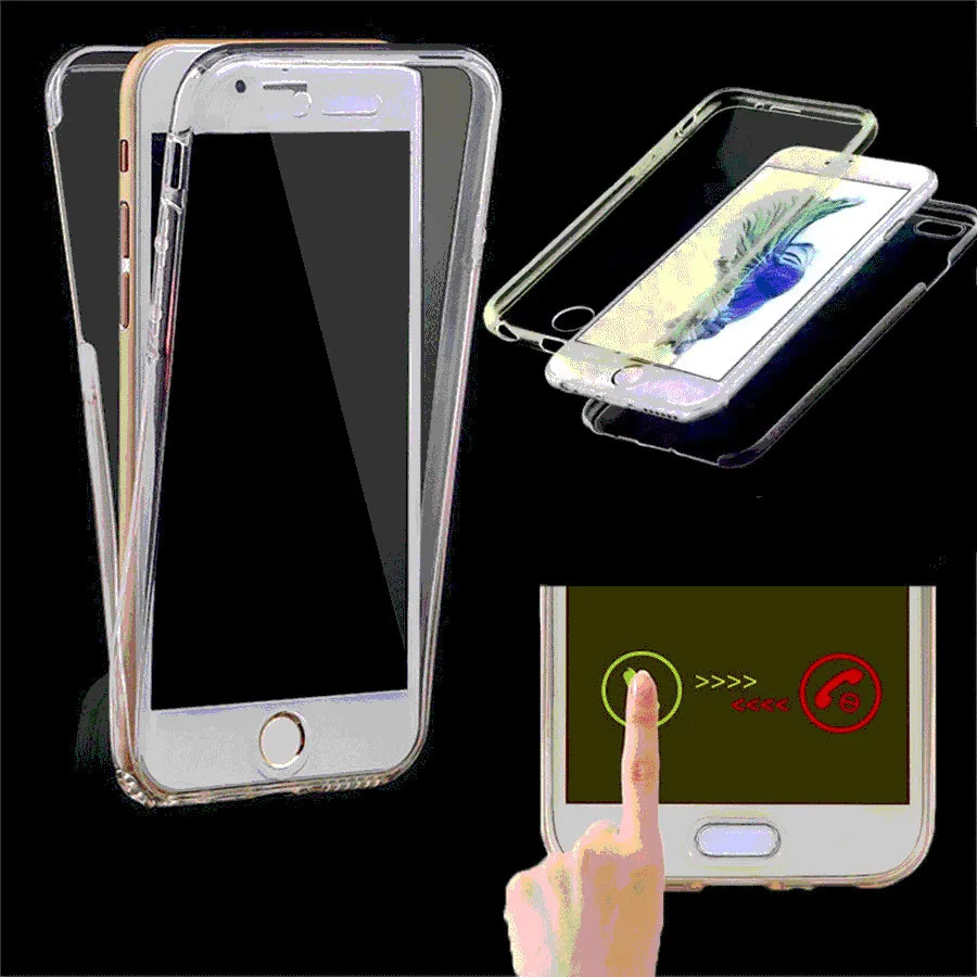 

360 Protective Soft Clear TPU Phone Cases Cover for iPhone 6 X 6S 7 Plus Robber Silicone Shell Coque for iPhone 6 5 5S SE Case