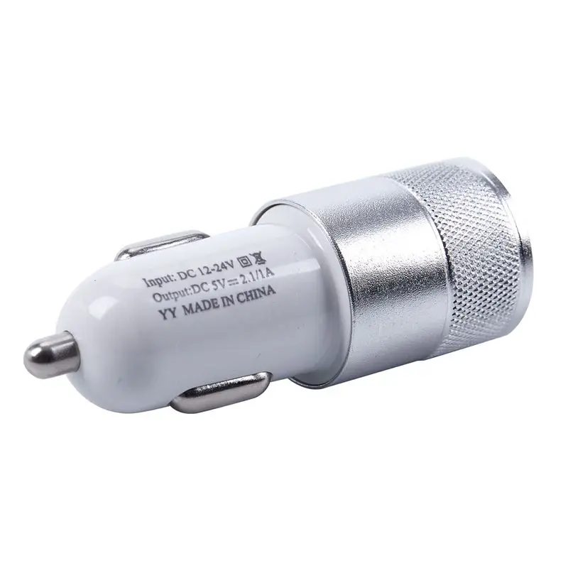 

Aluminum Car Charger of dual USB Aluminum Alloy Car Charger Cigarett Lighter for iPhone Mini and iPod 2A