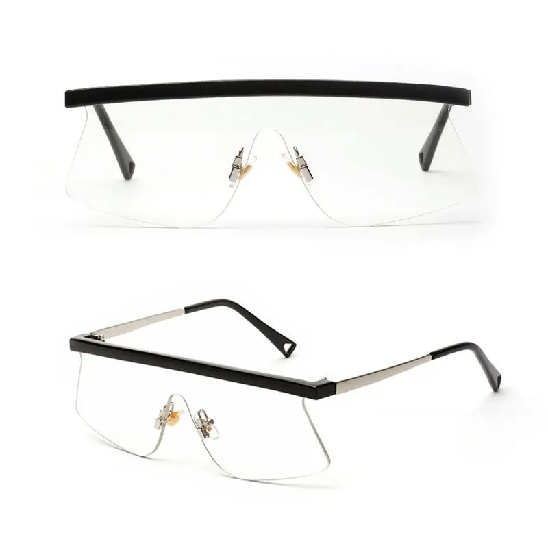 New Chic Sunglasses One-piece Flat Top Personality Creative UV400 Eye Protection Brand Design Driving Party Gifts Eyewear Unisex