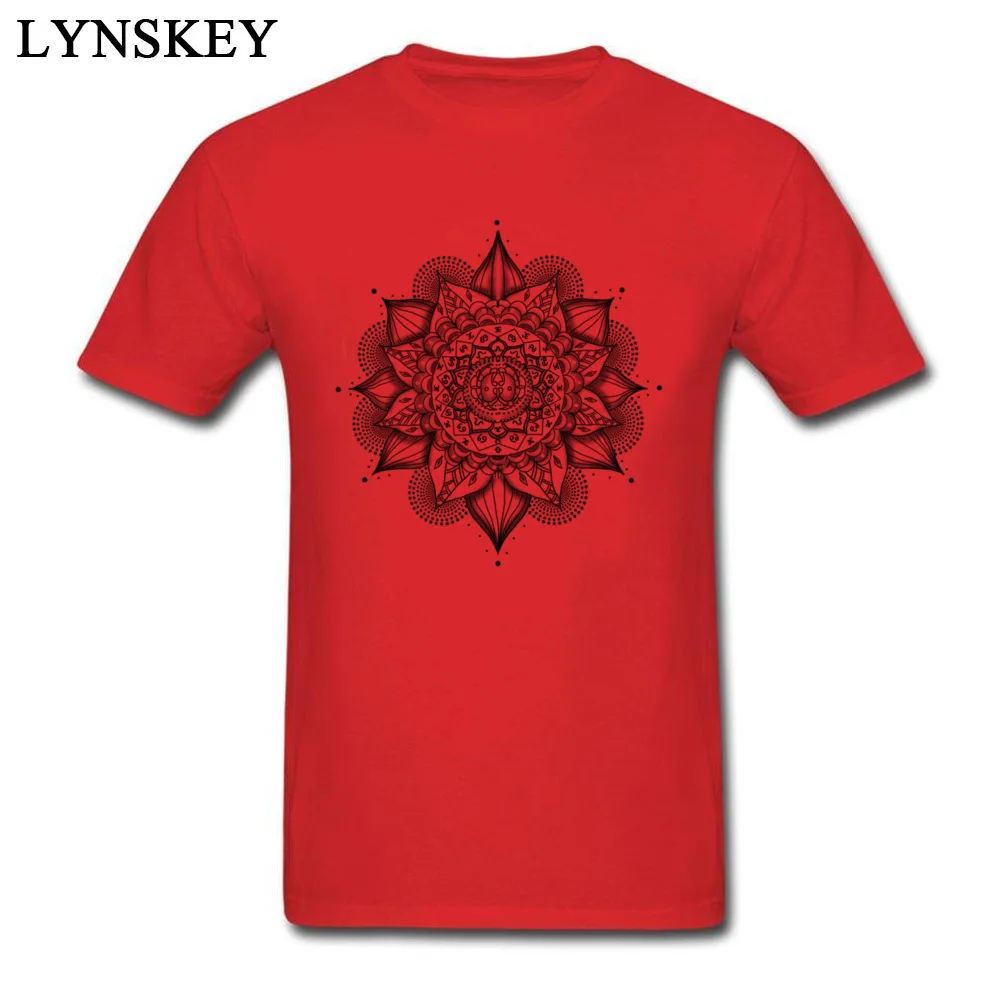 Gift T-Shirt for Male Short Sleeve Faddish Crewneck All Cotton Autumn Tops Shirt Printed On Tee Shirts Top Quality Free Shipping 7-2-mandala-tattoos-picture red