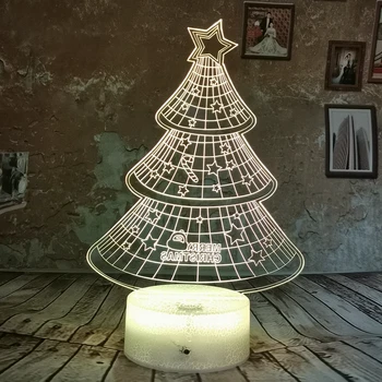 

Drop Shipping Beautiful Christmas Tree 3D Night Light RGB LED 7 Color USB Illusion Gradient Toy Table Desk Lamp For Kids Decor