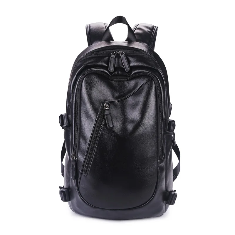 Мужской рюкзак для путешествий, Повседневная модная школьная сумка для студентов, Большая вместительная сумка, брендовые высококачественные кожаные рюкзаки, рюкзак для ноутбука - Цвет: black