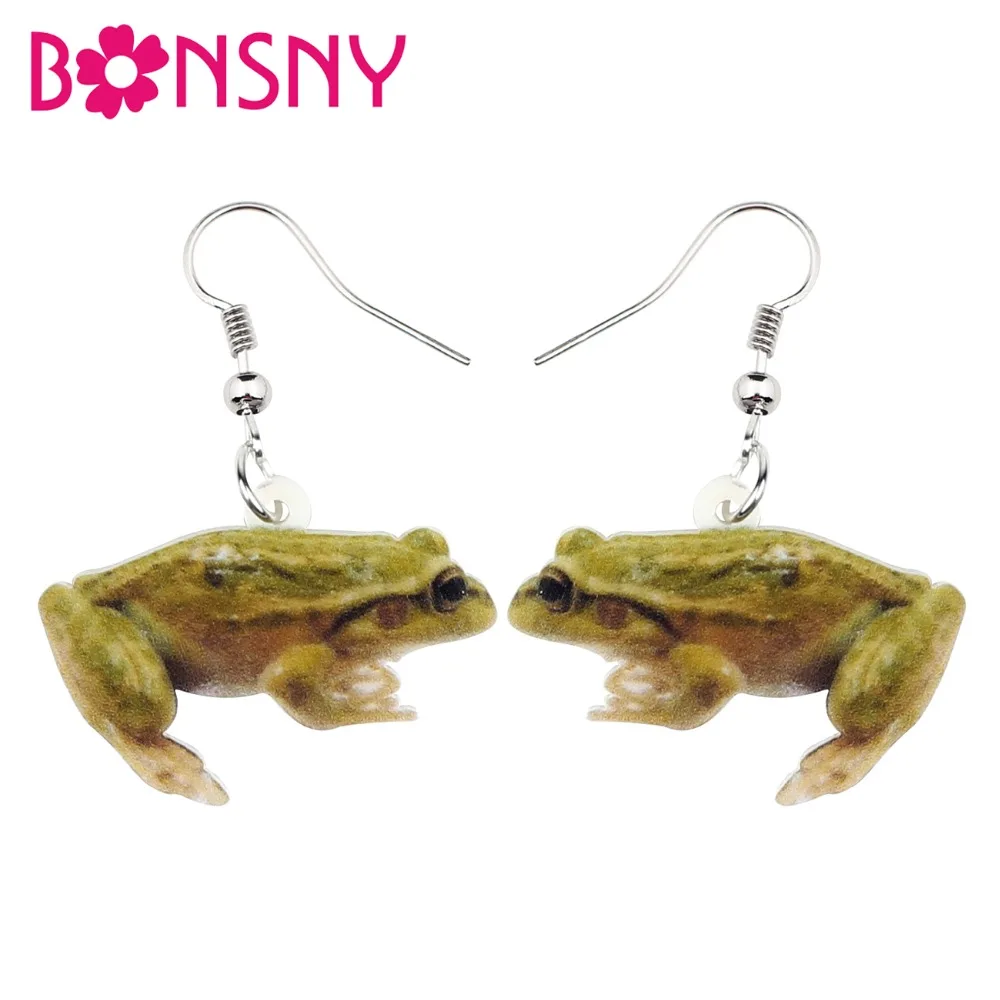 

Bonsny Acrylic Novelty Green Frog Earrings Drop Dangle Big Long Unique Animal Jewelry For Women Girls Teens Bijoux Accessories