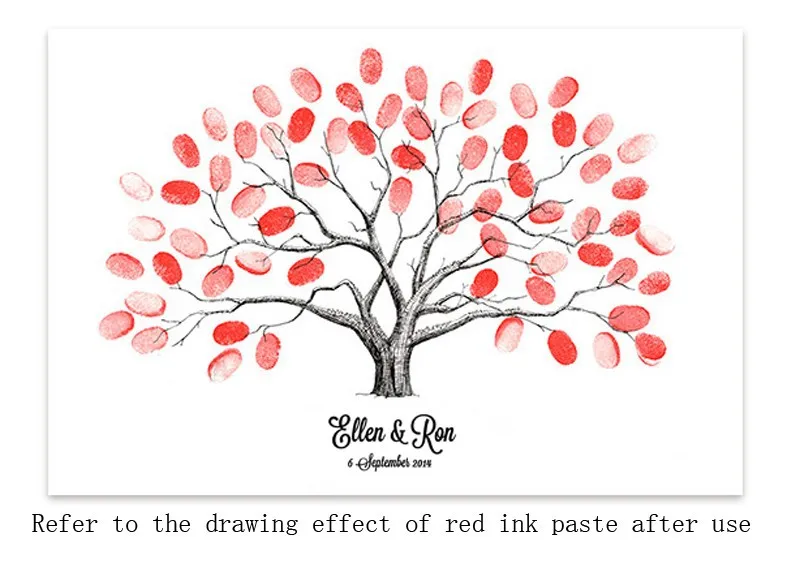 Отпечаток пальца Подпись холст печать свадебное дерево свадебный подарок свадьба DIY украшения много стилей(включает 6 цветов чернил