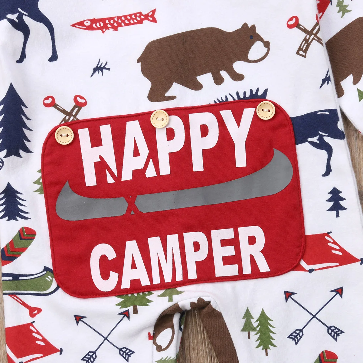 Г. Осенний комбинезон с длинными рукавами и надписью HAPPY CAMPER для новорожденных мальчиков, боди, повседневная одежда для детей от 0 до 24 месяцев