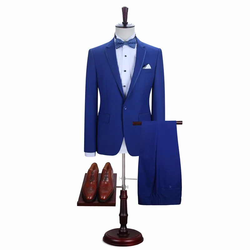 Purchase Chance for  Fashion classic men's suit blue lapel single-breasted men's ball gown and groom wedding dress (jack