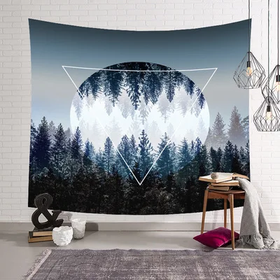 Красивые настенные гобелены с ночным небом предметы интерьера на стену подвесной лес горы гобелены для гостиной спальни tapiz pared - Цвет: 4