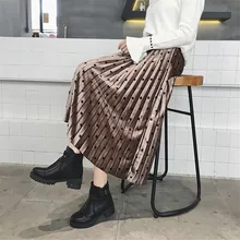 FANIECES Новые осенние зимние юбки женские Высокая Талия ed женская кофта с узором Повседневная юбка в складку jupe женские, с завышенной талией юбка