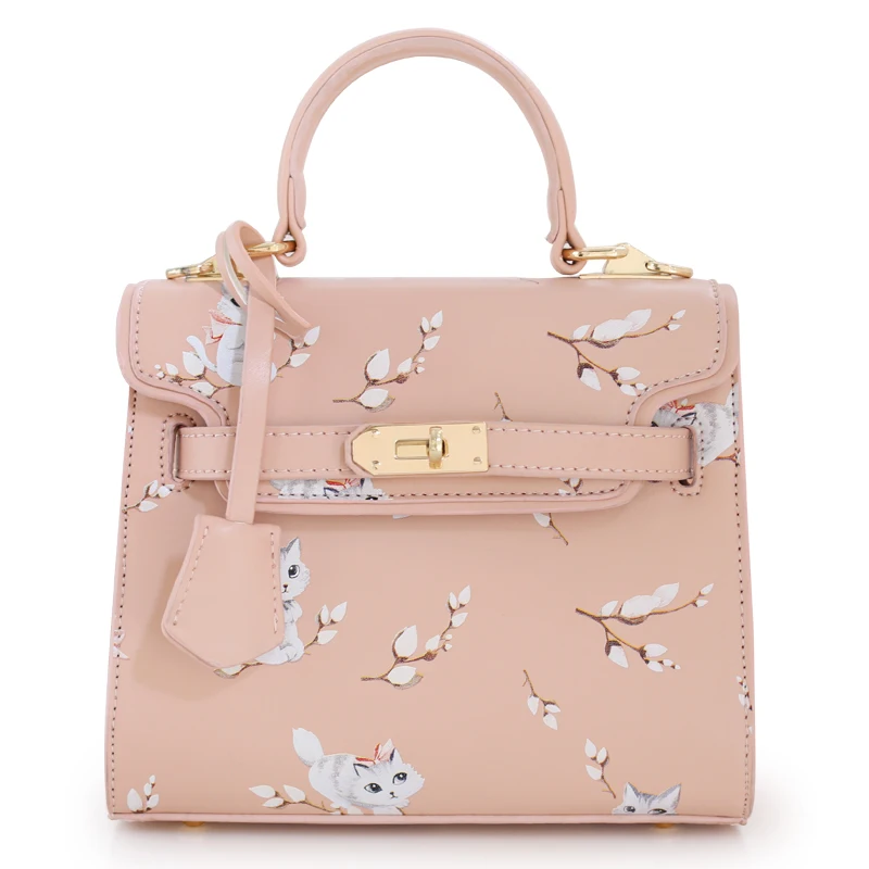 PU leather pink animal saddle handbag. main image 1