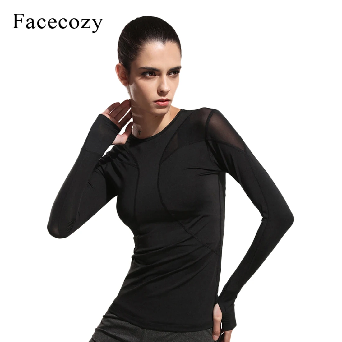 Facecozy Женская компрессионная рубашка для фитнеса и йоги женские топы спортивный