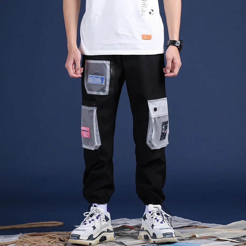 المتناثرة السراويل ركض الشارع الشهير الرجال الورك الورك البضائع بانت متعدد جيوب 2019 الصيف Sweatpant المسار السراويل محب سراويل نسائية