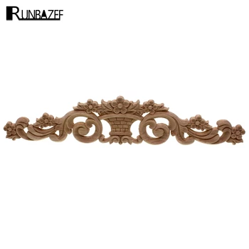 

RUNBAZEF Vintage Wood Carved Decal Onlay Applique Unpainted Decorate Cabinets Table Furniture Decorative Wooden Corner Figurine