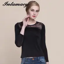 Шелковая трикотажная кружевная прошитая футболка, рубашка с длинными рукавами из натурального шелка