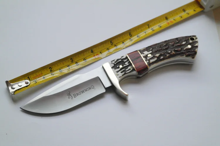 Browning Luxury Stainless Steel Fixed Blade Tactical Hunting Knife Antler Handle 57hrc Outdoor