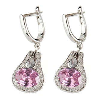 

Fleure Esme Punk christmas Wedding Earrings For Women Men gifts Pink Purple Rainbow Cubic Zirconia Rhodium Plated R545 R548 R703