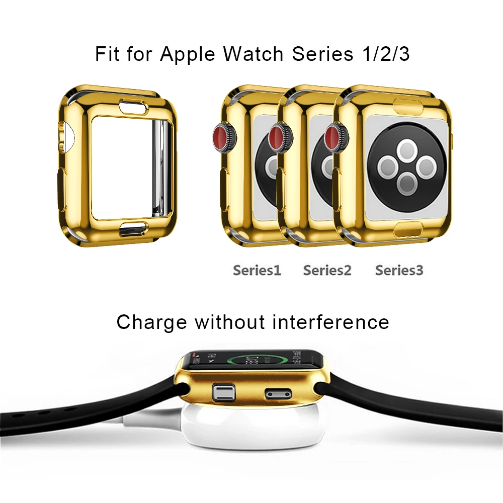 

5 Colors Soft TPU Full Protect Shell Case Cover for Apple Watch Series 3 2 1 38/42mm Cases Protector Ultra-Thin Case for iWatch
