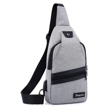 

new Chest package men leisure Oxford package shoulder bag USB charging interface best waterproof back bag free holograms