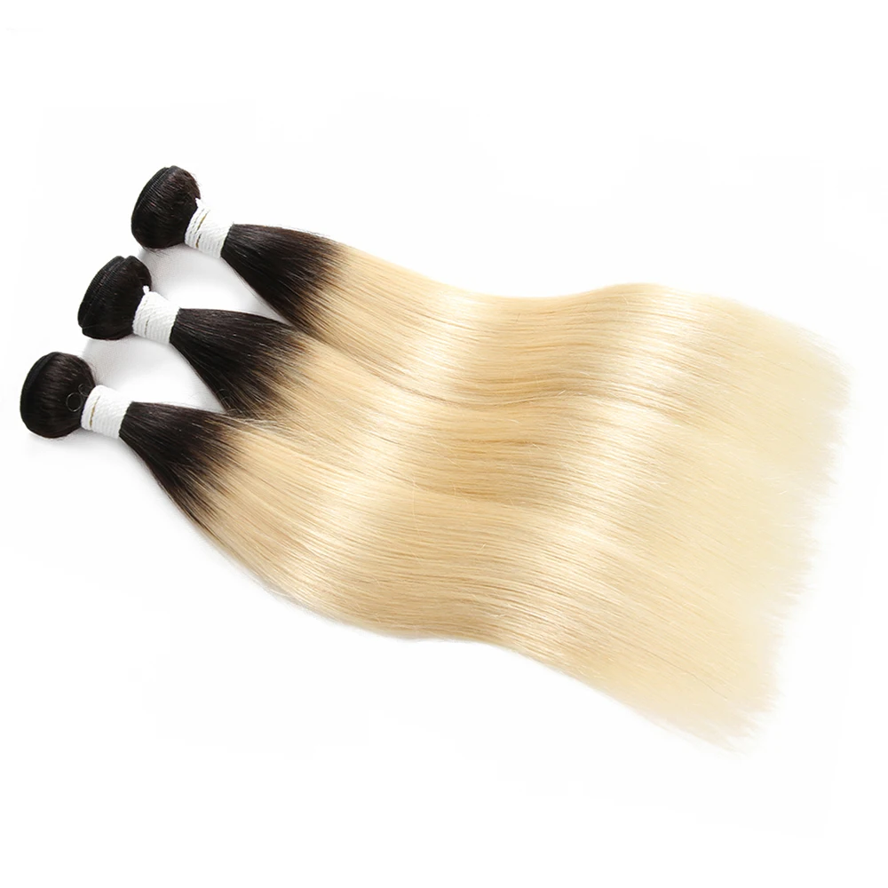 Brown Blonde 613 Remy Human Hair Bundle Pack For Salon 8-26inch Ombre Black Blonde Brazilian Hair Weaves 3 Bundles EUPHORIA Weft