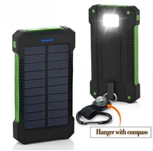 Waterproof Solar Replacement Batteries for Phones Real 20,000 mAh Dual USB External Polymer Battery Battery Charger Outdoor Ligh