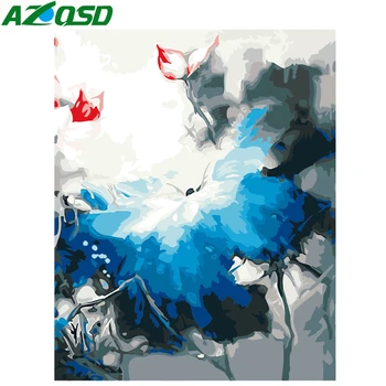 

AZQSD Oil Painting Flower Painting By Numbers Ink Lotus DIY Paint Canvas Picture Hand Painted Home Decoration SZYH6260
