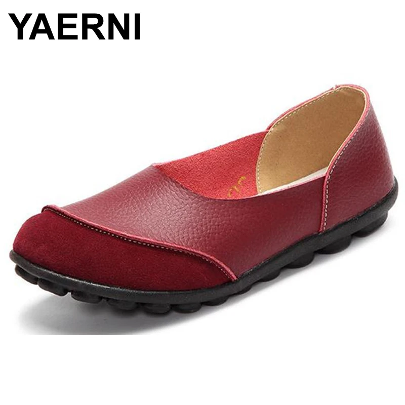 YAERNI/2017 Женская обувь Сезон лето весна Лоферы из натуральной кожи Однотонные