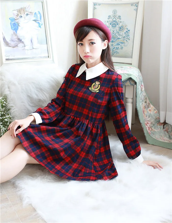 Aliexpress.com : Buy Red&Blue plaid dress Fashion vintage uniform