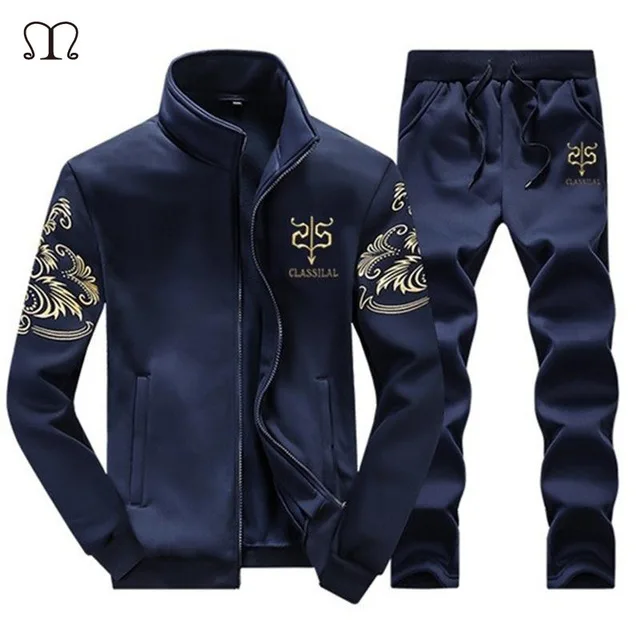 Polo Sweat Suit 2019 Fashion Tracksuit Men Set Zipper Fleece Mens Jogger Sets 2 Piece Winter