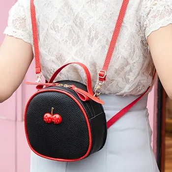 

Backpack Women Black Fashion Trend Women's Color Zipper Cherry Hit Color Portable Bag Shoulder mini backpack mochila mujer