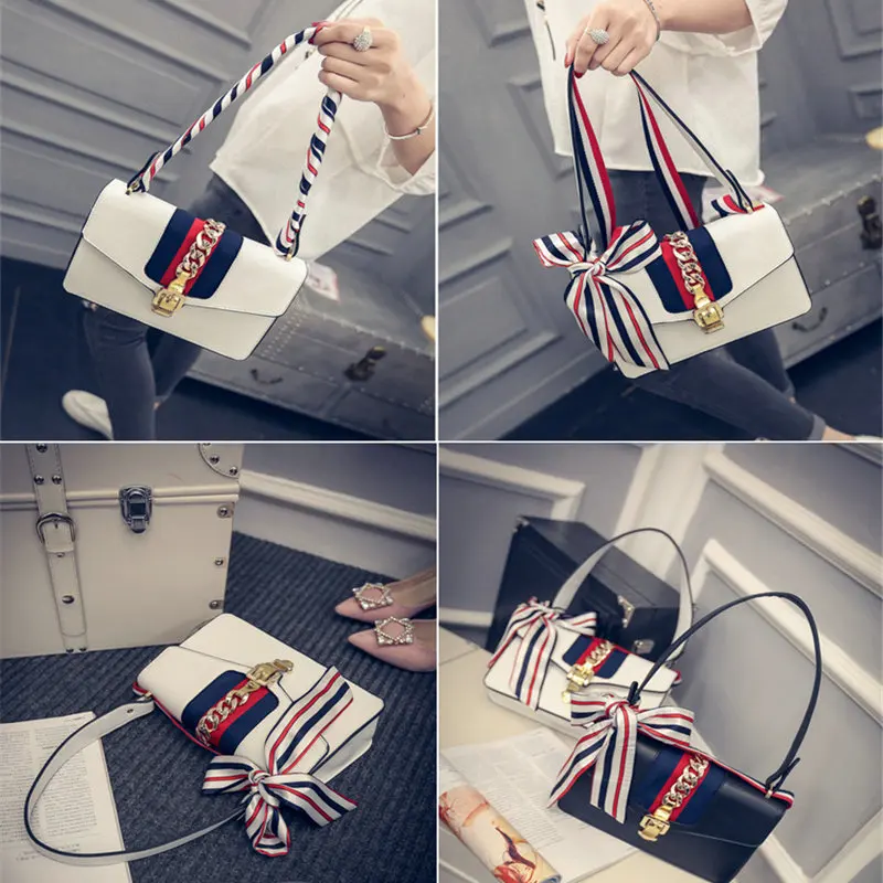 Bag Handle Swathe Narrow Satin Silk Scarf Women Twill Hair Band