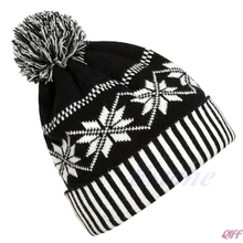 Модная женская и мужская зимняя теплая вязаная шапка, вязаная крючком Лыжная Шапка со снежинками