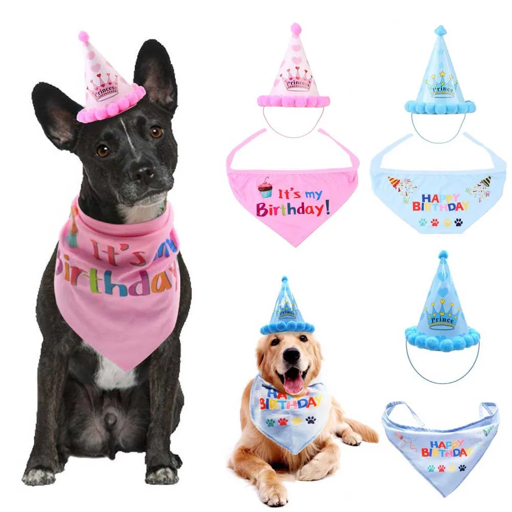 

2 pcs / set of dog hats and scarves cats and dogs birthday clothing sweet design headwear hat hat Christmas party pet M3