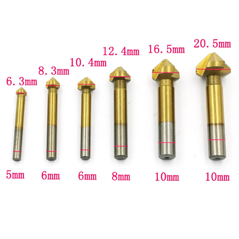 

Countersink Drill Bit 6pcs/Set 3 Blade 90 Degree HSS Chamfer milling cutter Tool Woodworking Rotary Drills Hole Opening Tools h3