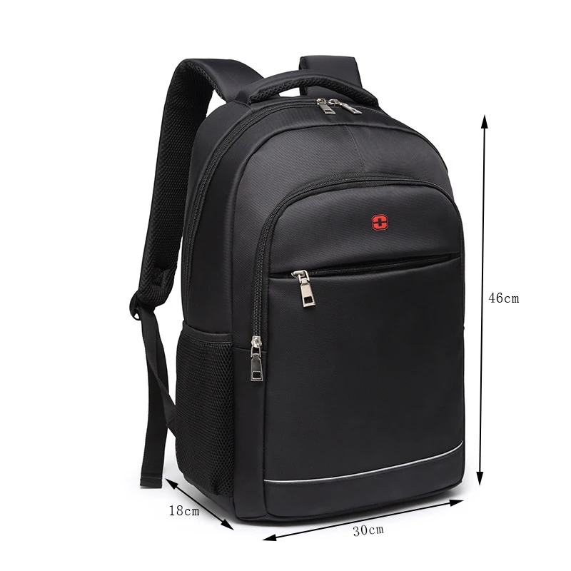 15,6 дюймовый рюкзак для ноутбука, мужская сумка, зарядка через USB, Одноцветный нейлоновый школьный рюкзак для подростка, черный рюкзак для мальчика, мужской рюкзак для колледжа
