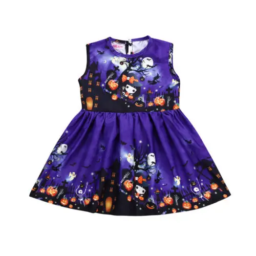 

Halloween Toddler Kids Baby Girl Clothing Dresses Mini Sleeveless Pumpkin Cute Dress Clothes Girls 1-6T