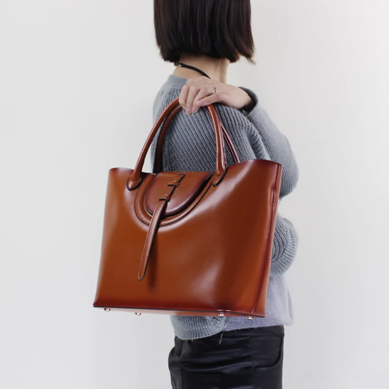 Женская сумка большая вместительность большие сумки через плечо ручной работы модные дамские сумки-почтальонки из натуральной кожи