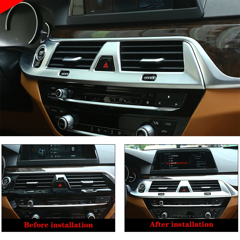 LHD Center Console Air Conditioning Vent Outlet Frame Car ABS Chrome & Carbon Fiber For BMW 5 Series G30 528li 530li 540li 2018