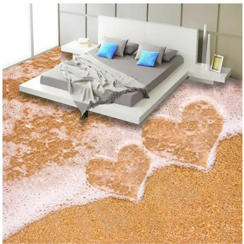 beibehang Custom flooring heart to heart romantic love spray 3D floor pvc thick wear-resistant ultra-environmentally friendly