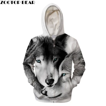 

Lovers Wolves 3D Print Hoodies Men Women Tracksuit Summer Casual Long Sleeve Sweatshirt Pullover Zipper Drop Ship ZOOTOP BEAR