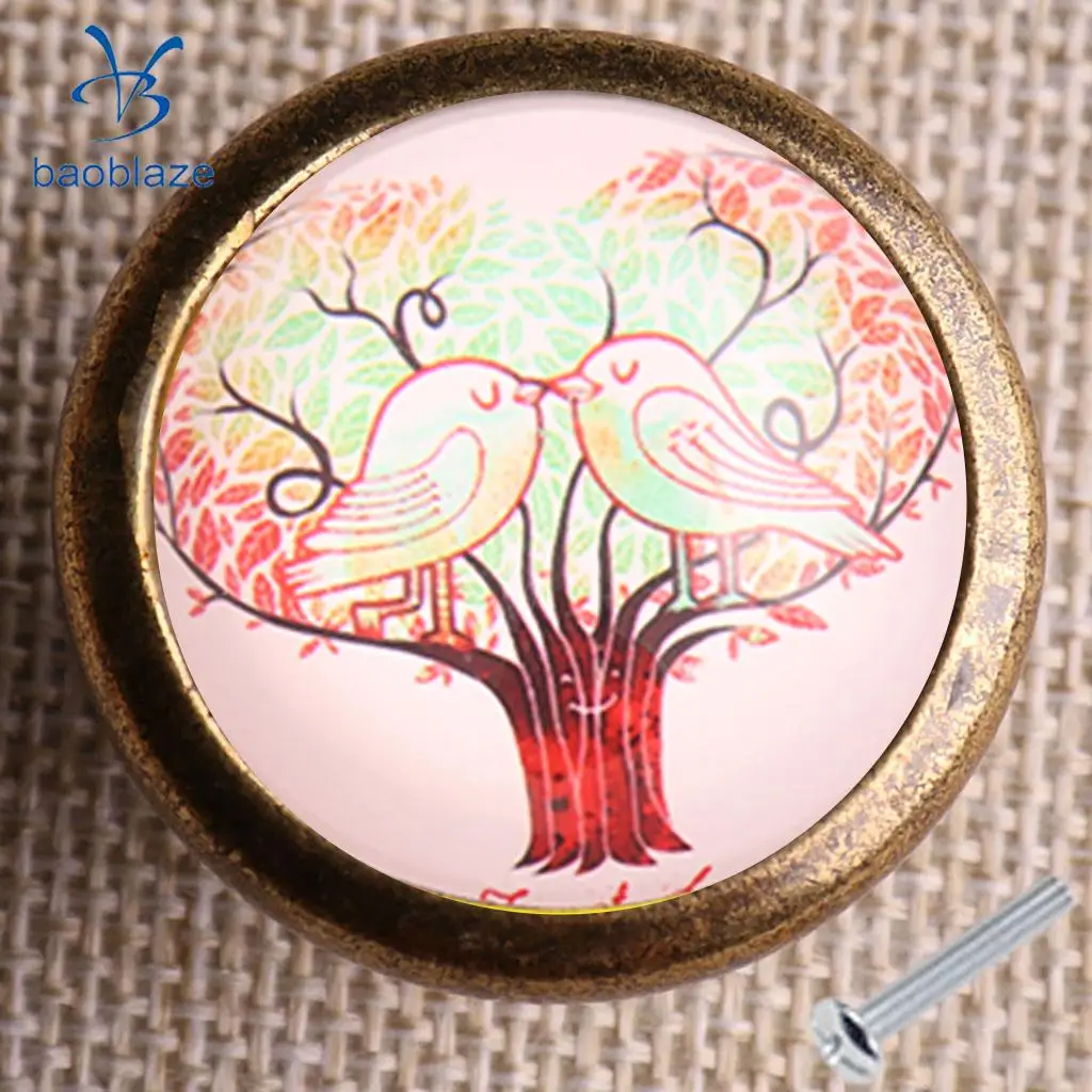 Baoblaze Tree Pattern Retor Metal Pull Knobs Cabinet /Drawer/ Cupboard/ Wardrobe/ Door/ Bin Pull Handle for Home DIY Decor