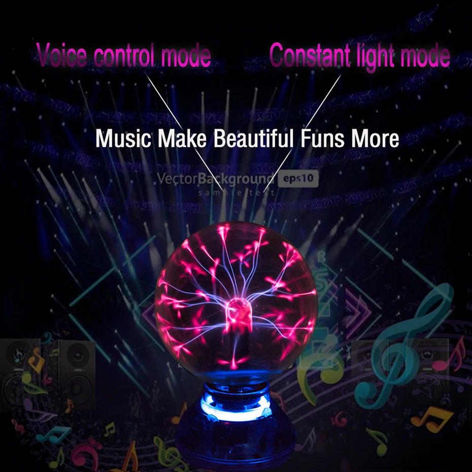 CNSUNNYLIGHT автомобильный музыкальный звуковой контроль светодиодный USB плазменный шар Электростатическая лампа украшение атмосфера DJ огни вечерние волшебное освещение