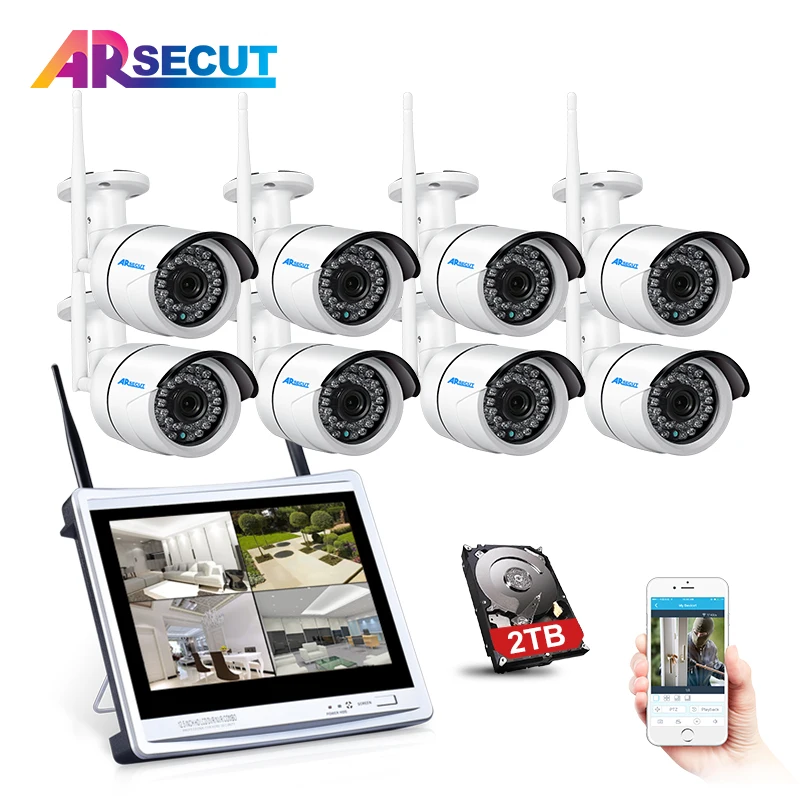 

8CH 12"LCD NVR 960P Wireless CCTV System HD 36 IR Outdoor Night Vision Security IP Camera WIFI Video Surveillance CCTV Kit